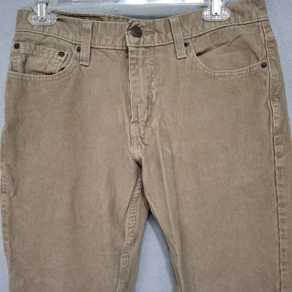 Levi's 511 Corduroy Pants Mens 30x32 Khaki Cotton Poly Straight Leg Stretch - Picture 3 of 12